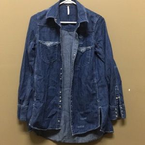 Free people denim button down shirt
